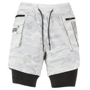 Asrv White Camouflage Men’s Jogger Fitness Shorts